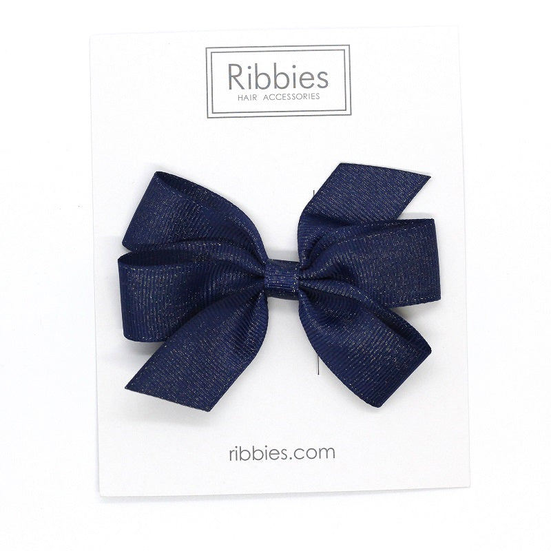 Medium Bow sparkly bow for girls in navy blue. Perfect hair accessory for Christmas!