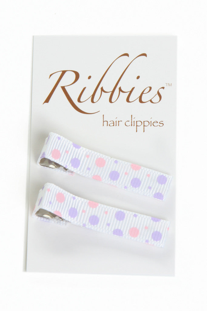 Paire de Barrettes Anti-Glisse Ribbies à Pois Fille