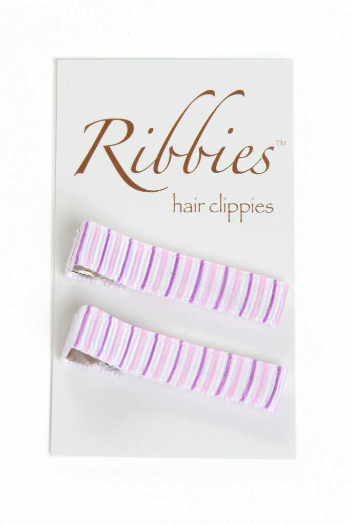 Paire de Barrettes Anti-Glisse Rayé Violet Ribbies