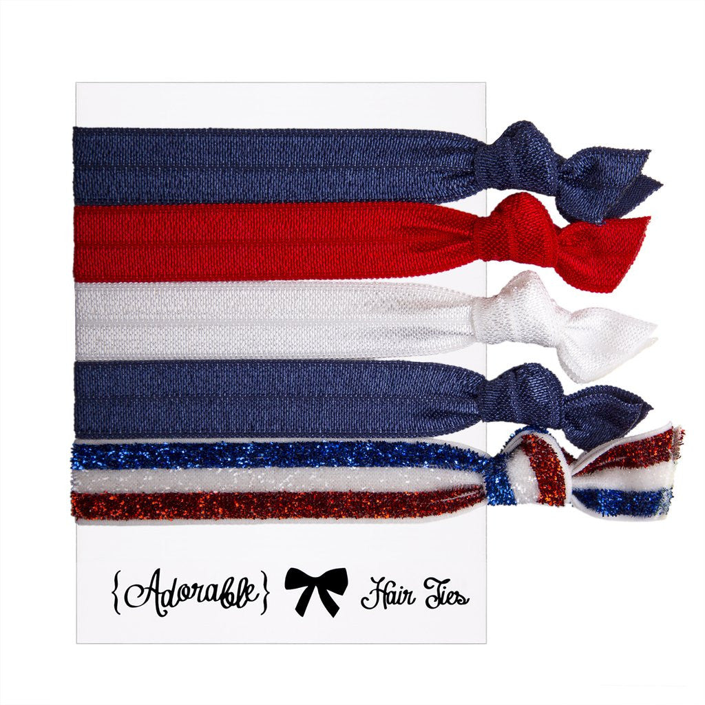 Set de 5 Elastiques Larges Bleu Blanc Rouge