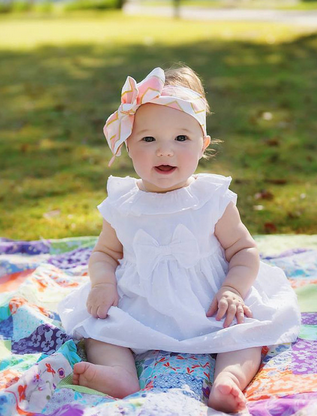 Headband Bébé Noeud Blanc à Pois Dorés