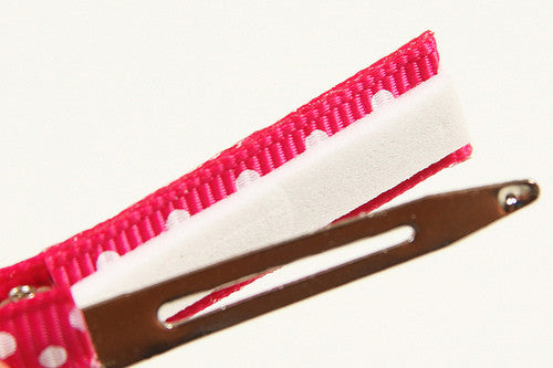 Barrette anti-glisse enfant à grand nœud en ruban gros grain rouge vif