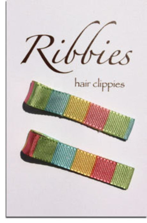 Barrettes anti-glisse enfant rouge, jaune, verte et bleue.